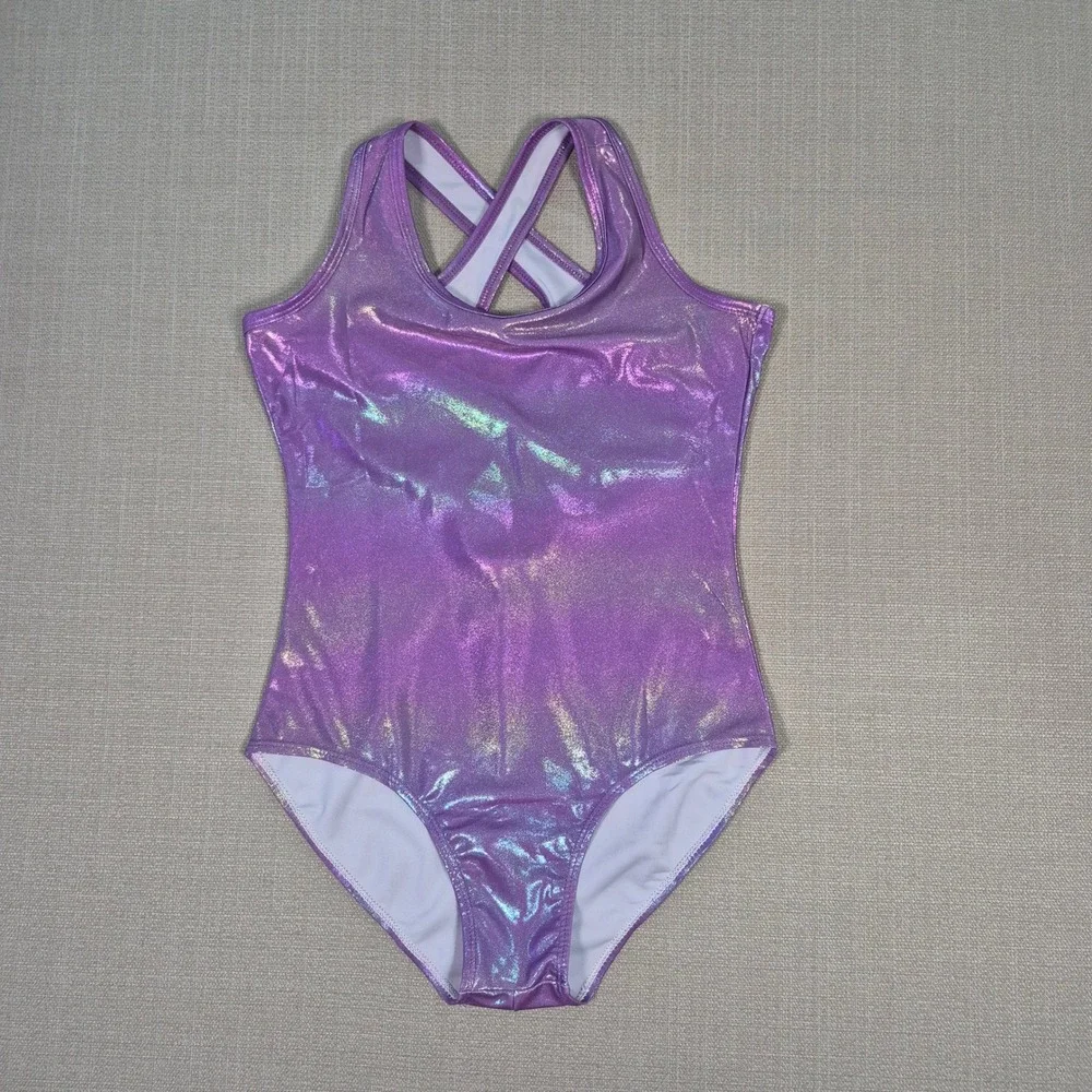 Zaclotre Girls Purple Metallic Leotard Ballet Dance Gymnastics Bodysuit 10-11 Y